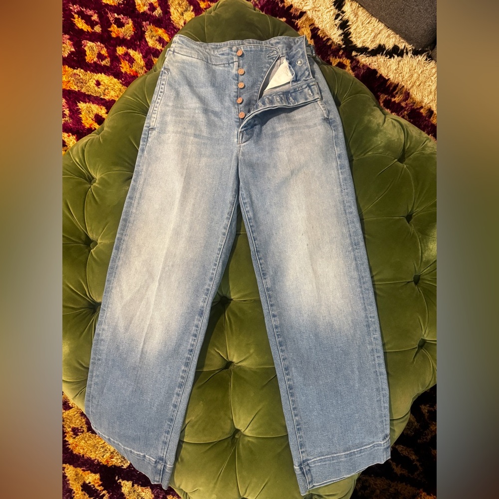 MOTHER Light Blue Button-Fly Jeans